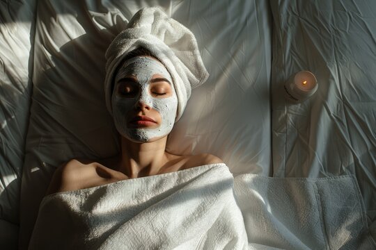 The implementation of facial metabolism, facial massage and moisturizing, wearing a mask on the face