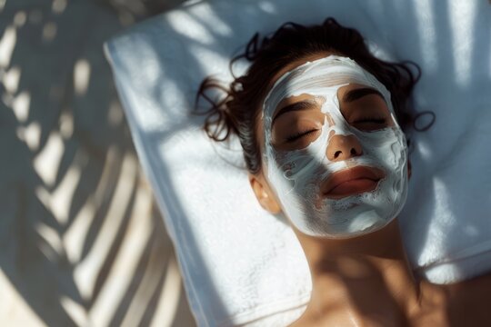 The implementation of facial metabolism, facial massage and moisturizing, wearing a mask on the face