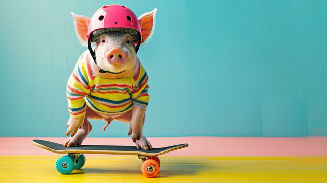 Pig Skateboarding