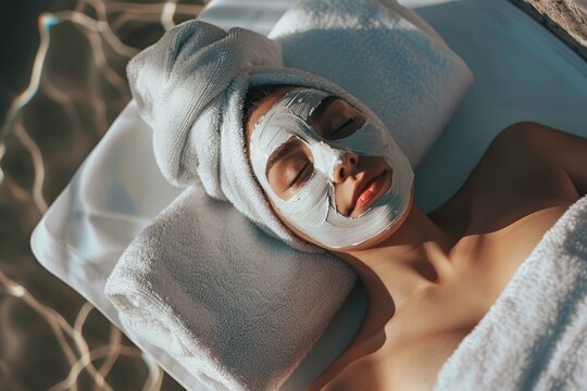 The implementation of facial metabolism, facial massage and moisturizing, wearing a mask on the face