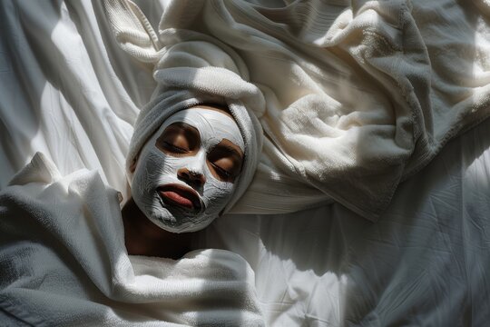 The implementation of facial metabolism, facial massage and moisturizing, wearing a mask on the face