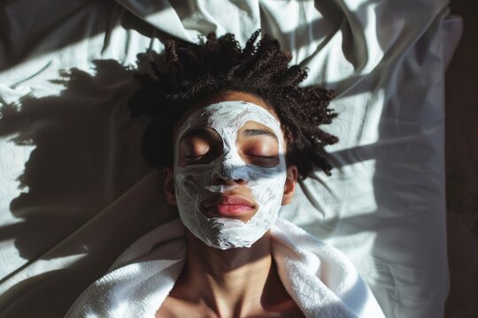 The implementation of facial metabolism, facial massage and moisturizing, wearing a mask on the face