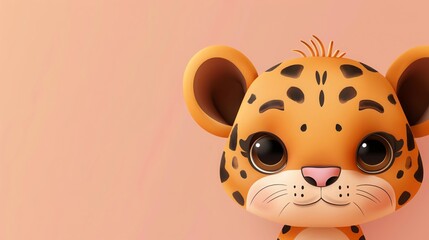 Illustrate a cute tiger animal character in a playful cartoon style with ample copy space