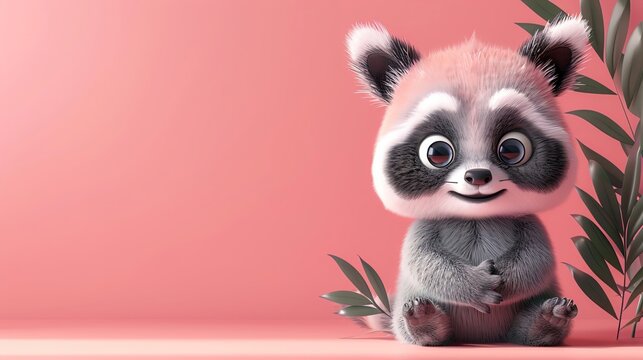 Illustrate a cute animal character in a playful cartoon style with ample copy space