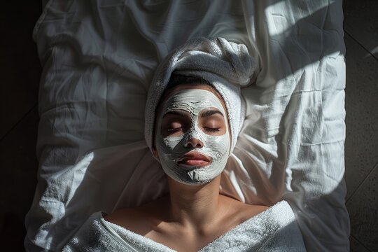 The implementation of facial metabolism, facial massage and moisturizing, wearing a mask on the face