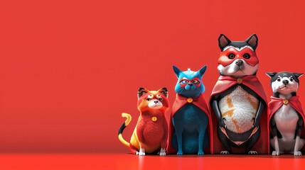 Fototapeta premium cartoon of a team of animals with unique superpowers