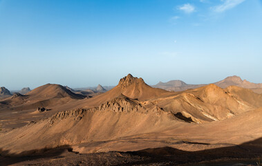 Rocky and sand mountains in the desert
