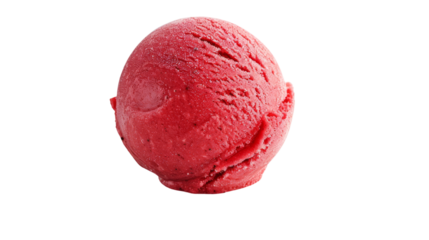 Vibrant pink scoop of strawberry ice cream isolated on a white background, transparent background.
