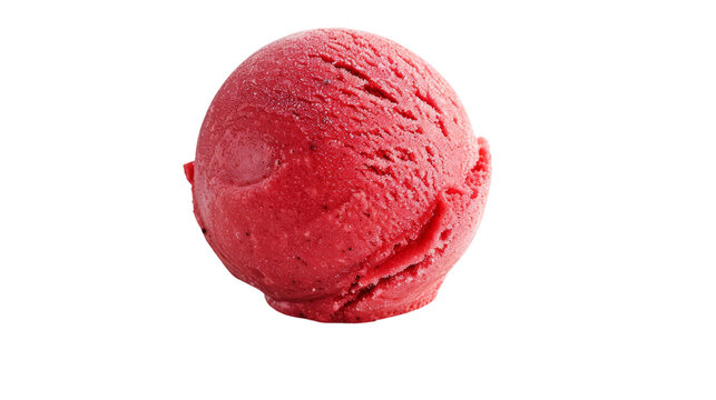 Vibrant pink scoop of strawberry ice cream isolated on a white background, transparent background.