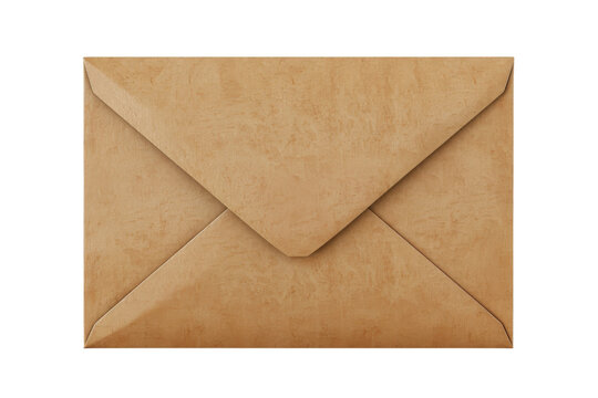 A vintage brown envelope with a textured surface, perfect for postal and stationery themes, isolated on a white background, transparent background.