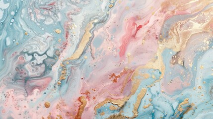 Naklejka premium Abstract painting, pastel colors, relaxing, modern, imitation epoxy, gold color.