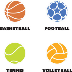 ball games: football, basketball, volleyball, tennis