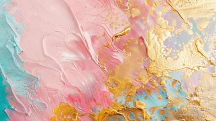 Abstract painting, pastel colors, relaxing, modern, imitation epoxy, gold color.