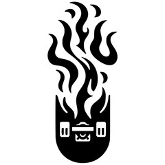 Fiery skateboard silhouette © Breck