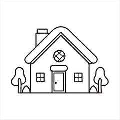 house single Line Icon Vector Design outline
