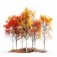Fototapeta premium Vibrant Autumn Trees in Watercolor. Colorful Fall Foliage Illustration