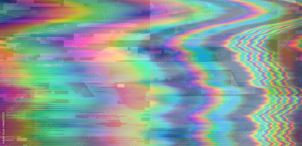 Fototapete abstract colorful glitchy background representing a broken computer screen.