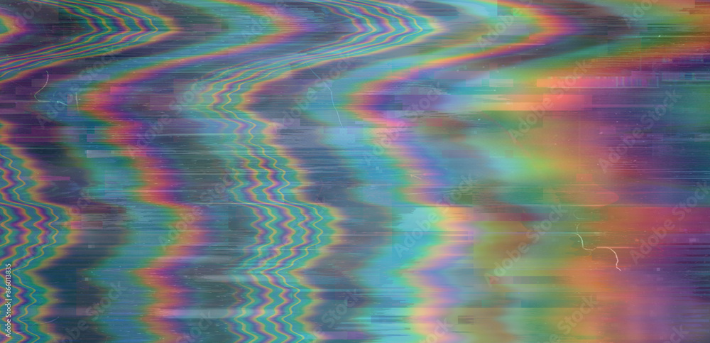 Poster Abstract colorful glitchy background representing a broken computer screen.