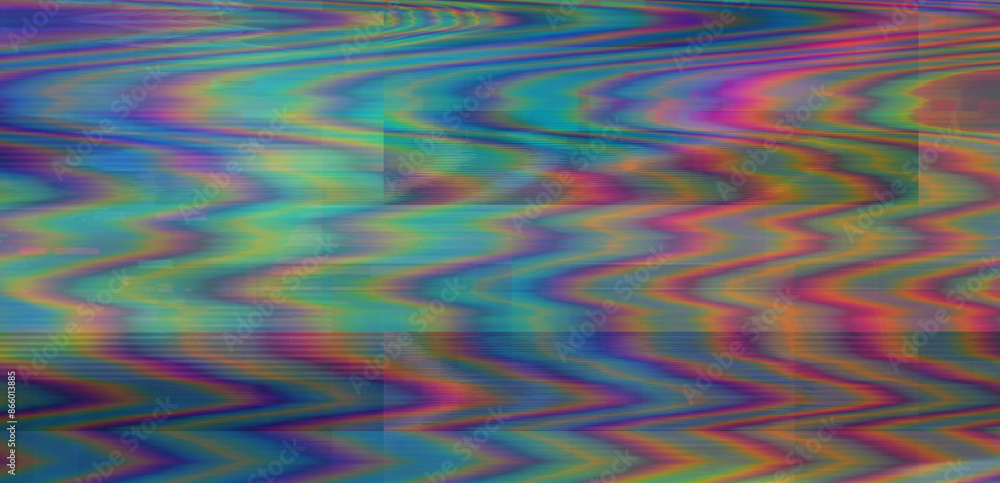 Leinwandbilder abstract glitchy background with colorful stripes representing a broken computer screen.
