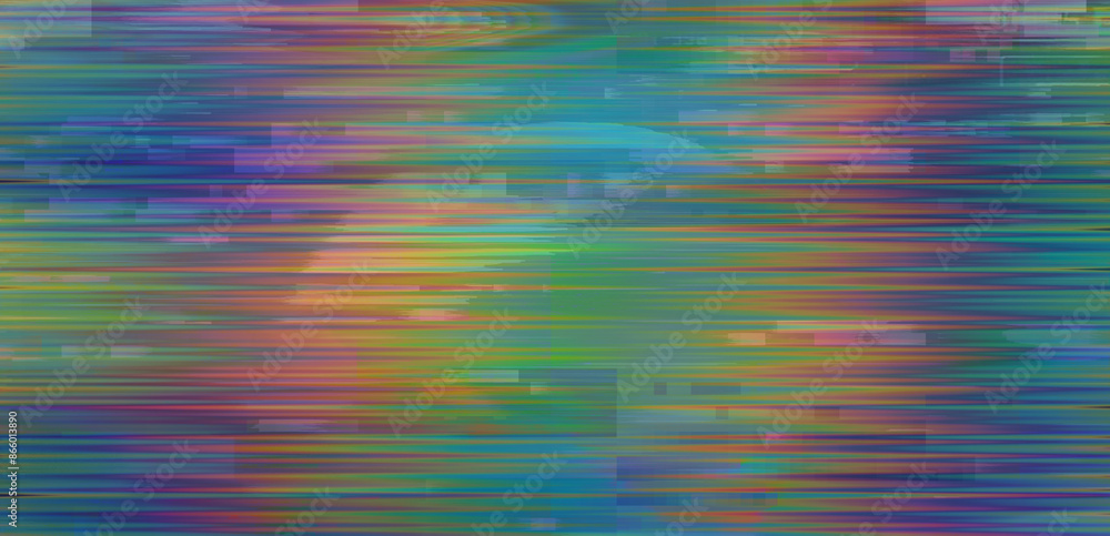 Poster Abstract glitchy background with colorful stripes representing a broken computer screen.