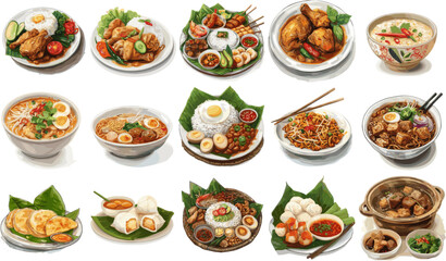 CUISINE SET IN COLOR STYLE, MALAYSIA CUISINE SET IN COLOR STYLE