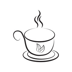 Hand drawn sketch hot drink tea or coffee cup icon 