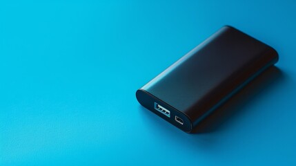 A single power bank with a digital display, against a blue background.