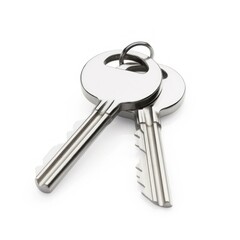 Pair of Silver Keys Isolated on White