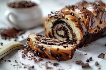 Delicious Homemade Chocolate Babka. Freshly Baked and Ready to Eat