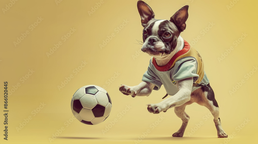 Wall mural Boston Terrier Playing Soccer