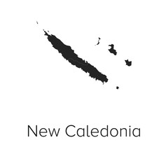 Fototapeta premium New Caledonia Map Vector Illustration - Silhouette, Outline, New Caledonia Travel and Tourism Map
