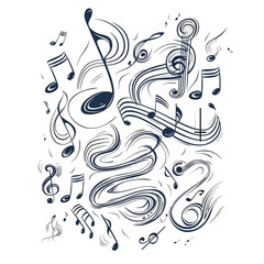 Set of hand drawn music theme isolated on white background, doodle set of Musical Instruments theme. Vector illustration