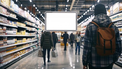 Fototapeta premium Blank Ad in Grocery Store Aisle