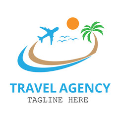 plane palms beach logo of travel agency vector