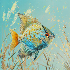 watercolor fish art and illustration