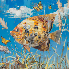 watercolor fish art and illustration