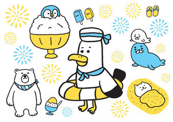 かわいいサマーイラストセット © Tossan