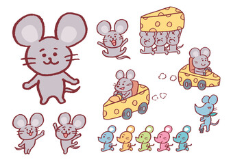 かわいいネズミのキャライラスト