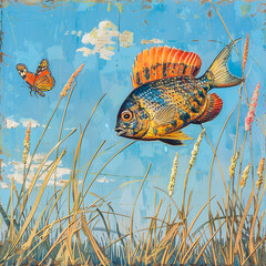 watercolor fish art and illustration