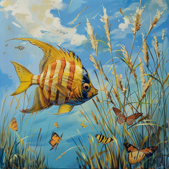 watercolor fish art and illustration