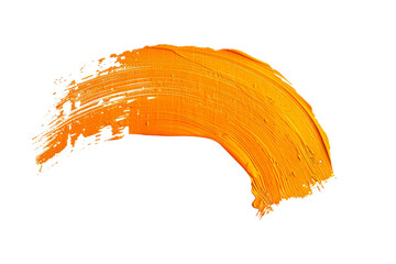 A orange paint brush stroke png on transparent background