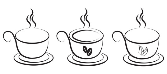 Black Coffee cup icons set  and white background eps10