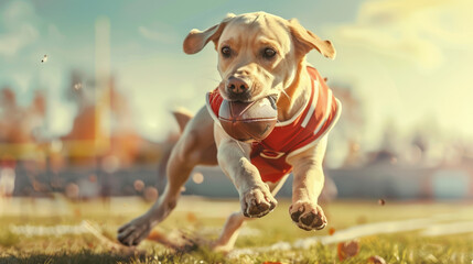 Labrador Retriever Running with Football