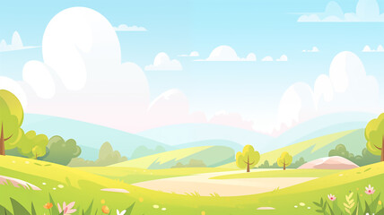 Obraz premium Hand drawn cartoon summer outdoor landscape illustration background 