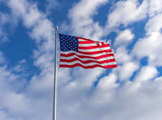 Obraz premium American flag clear sky background, American Independence Day, 4th of July