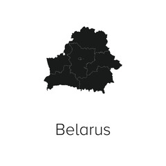 Belarus Map Vector Illustration - Silhouette, Outline, Belarus Travel and Tourism Map