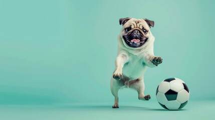 Playful Pug with Soccer Ball