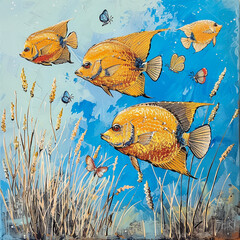 watercolor fish art and illustration