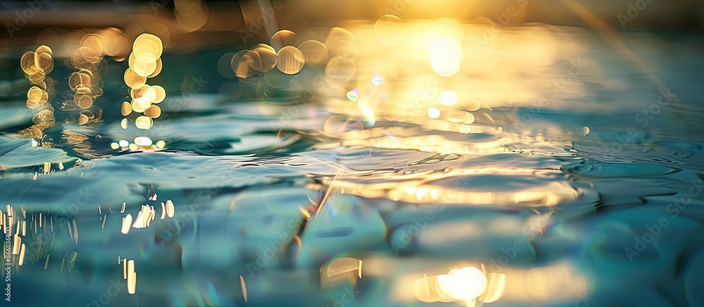 Poster bokeh light background in the pool. copy space image. place for adding text or design