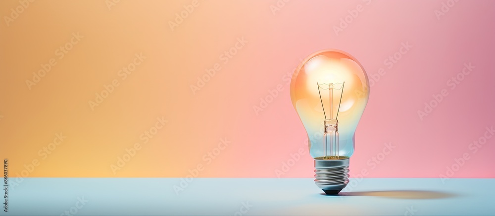 Poster innovative ideas depicted with a lightbulb on a soft-colored backdrop, serving as a business solutio